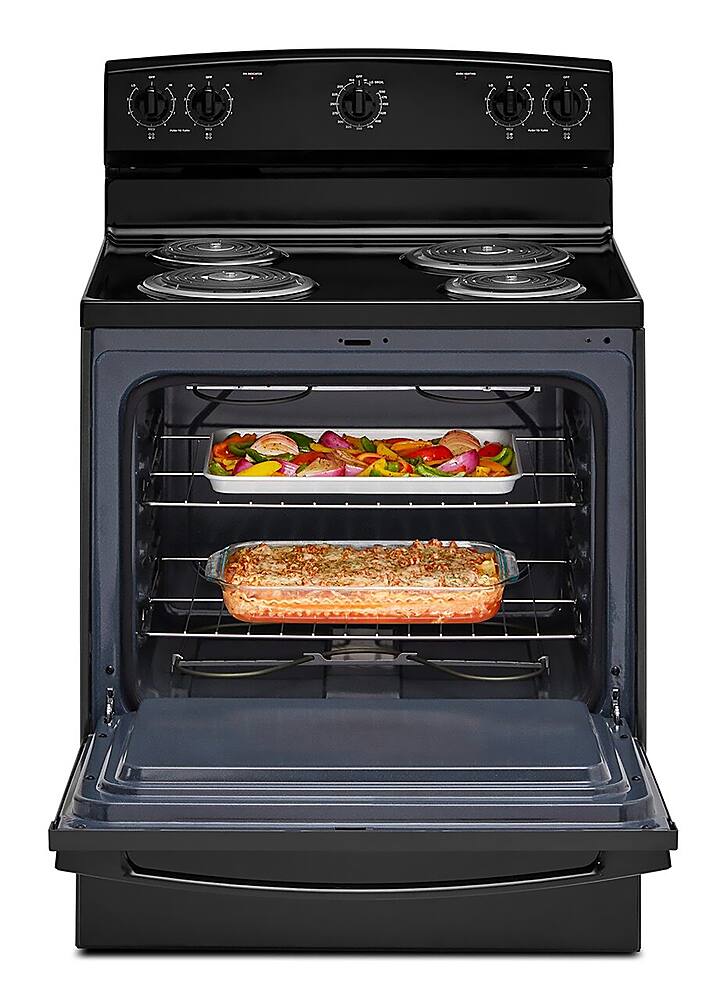 Alt View 2. Amana - 4.8 Cu. Ft. Freestanding Single Oven Electric Range with Easy-Clean Glass Door - Black.