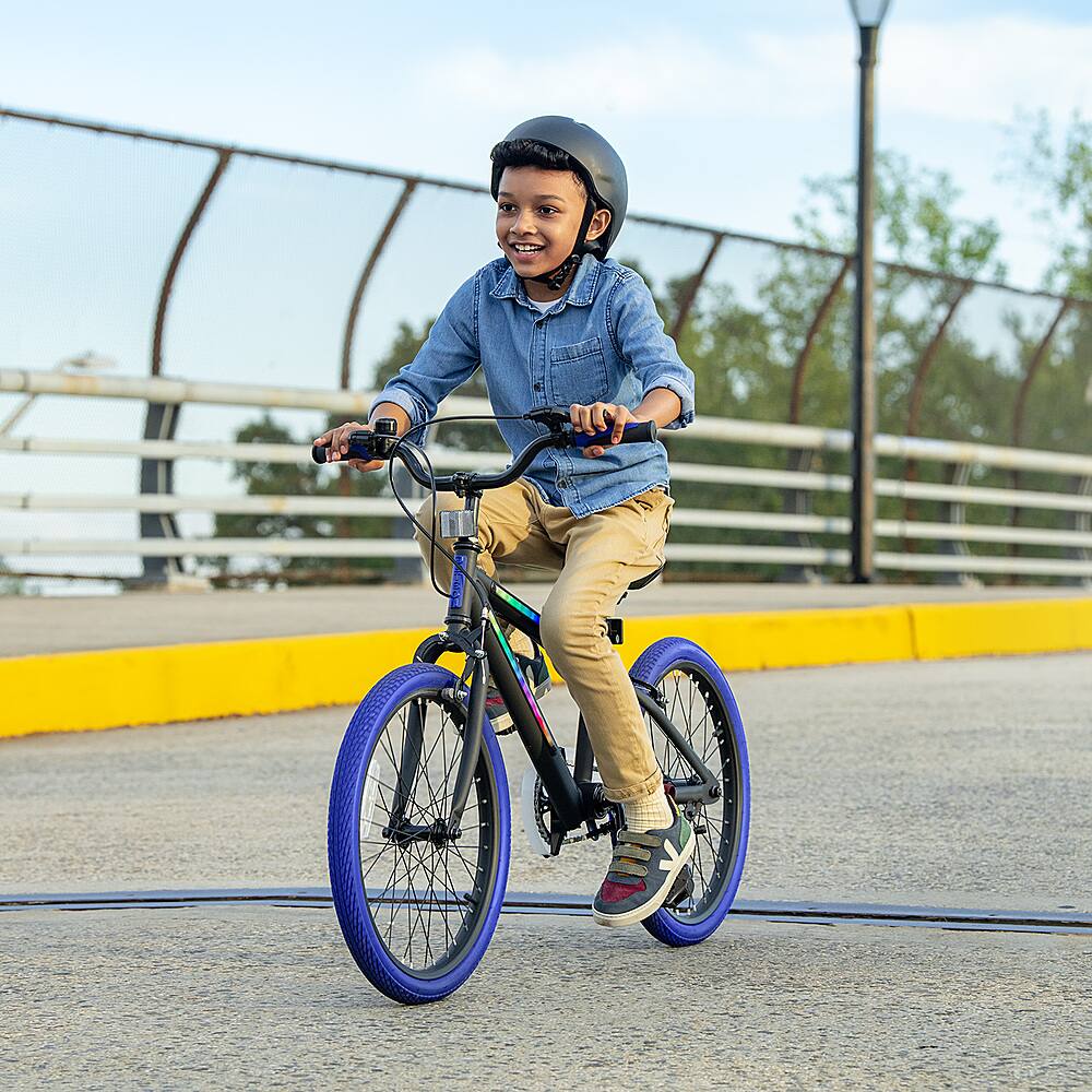 Alt View 14. Jetson - 20" Light Rider Kids' Light-up Bike - Black/Blue.