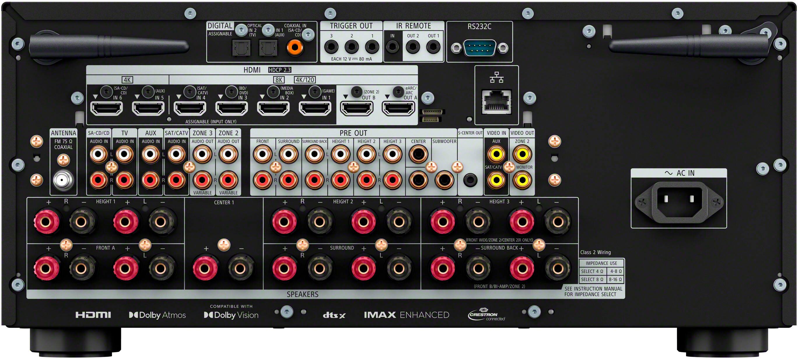 Back. Sony - STRAZ7000ES Premium ES 13.2 CH 8K A/V Receiver - Black.