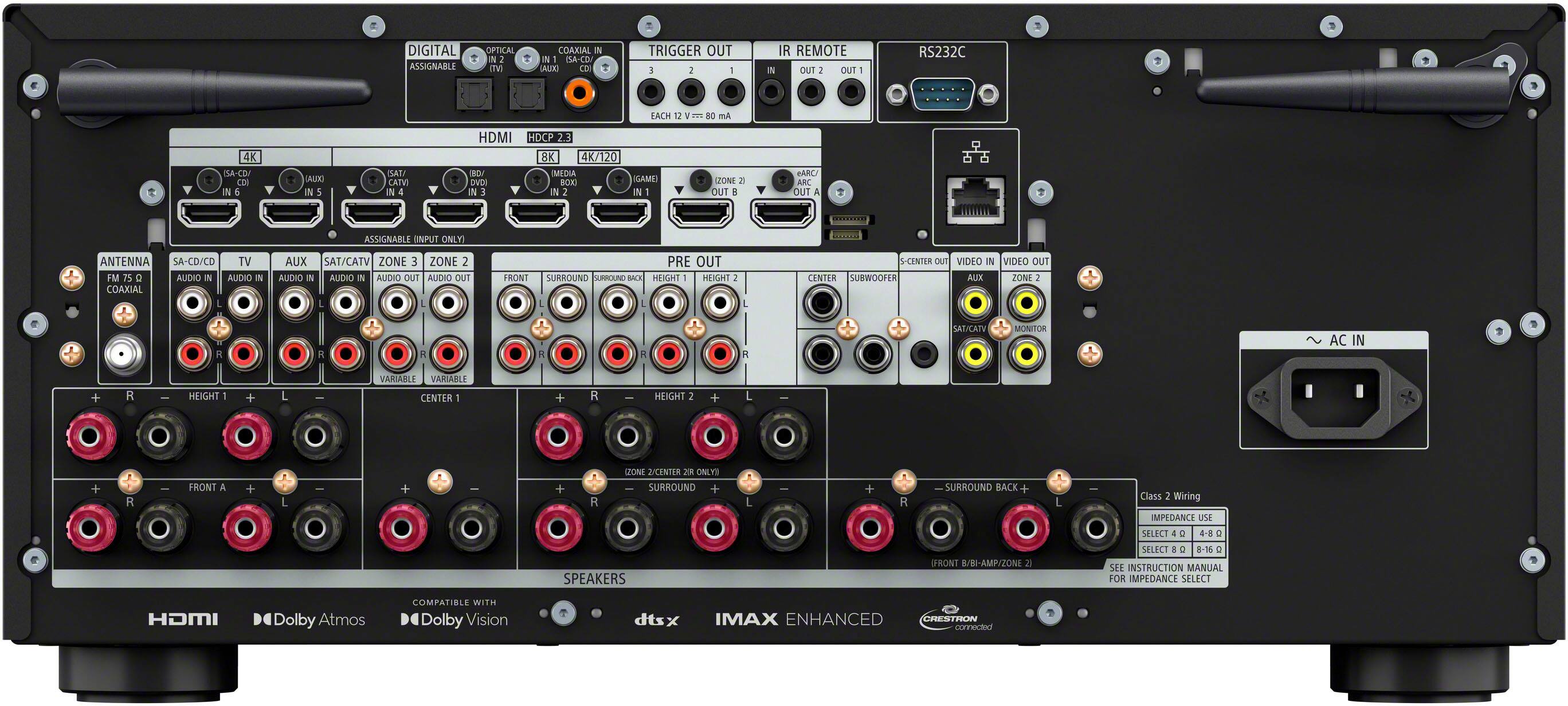 Back. Sony - STRAZ5000ES Premium ES 11.2 CH 8K A/V Receiver - Black.