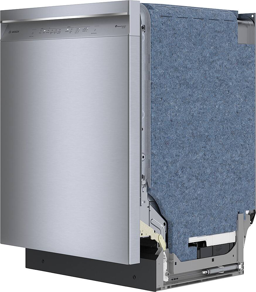 Angle. Bosch - 300 Series 24" Front Control Smart Built-In Stainless Steel Tub Dishwasher with 3rd Rack, 46dBA - Stainless Steel.