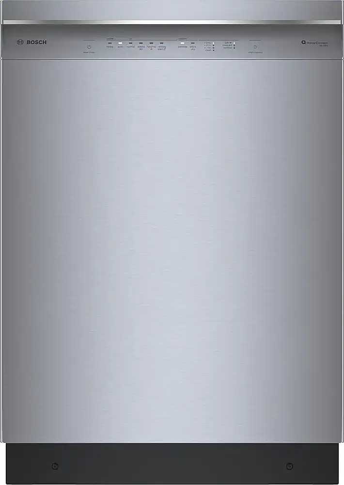 Front. Bosch - 300 Series 24" Front Control Smart Built-In Stainless Steel Tub Dishwasher with 3rd Rack, 46dBA - Stainless Steel.