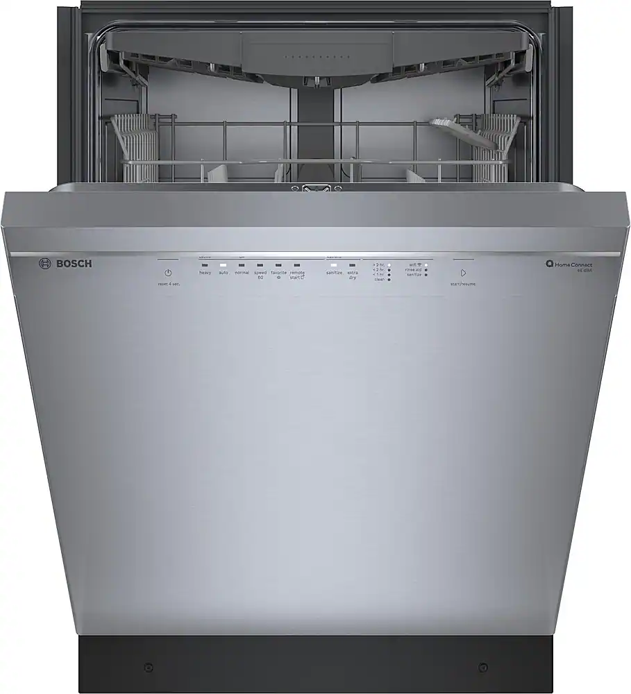 Left. Bosch - 300 Series 24" Front Control Smart Built-In Stainless Steel Tub Dishwasher with 3rd Rack, 46dBA - Stainless Steel.