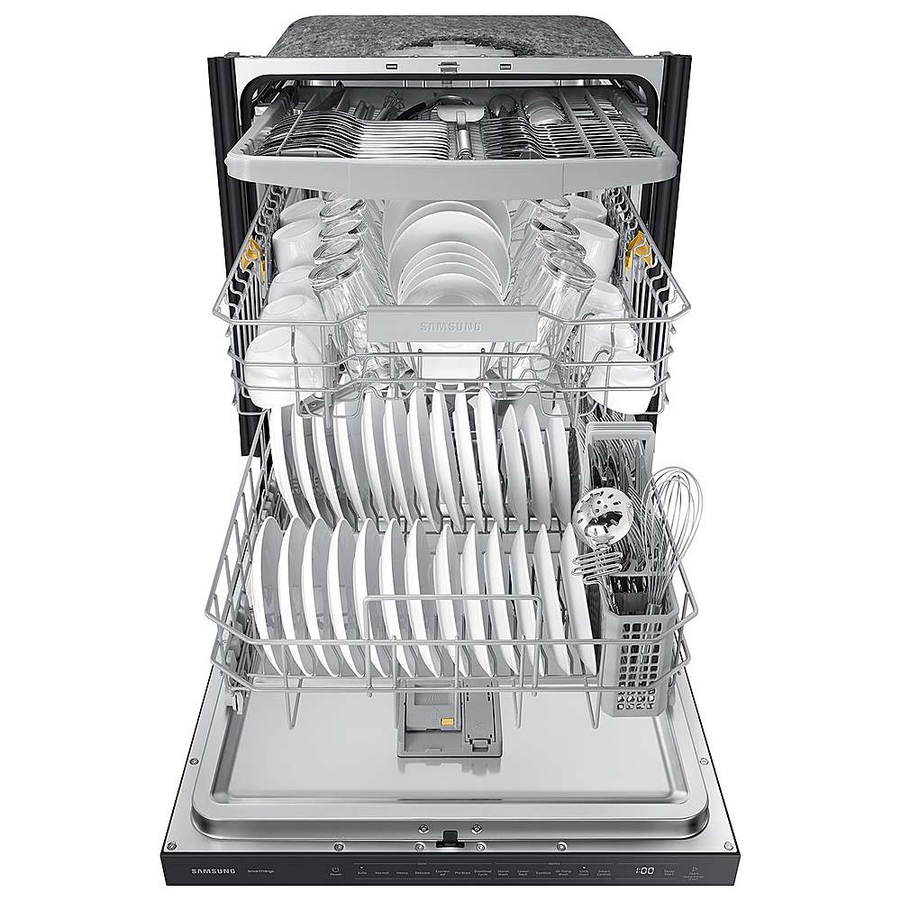 Alt View 15. Samsung - Open Box AutoRelease Smart Built-In Dishwasher with StormWash, 46 dBA - Fingerprint Resistant Matte Black.