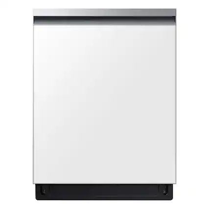 Front. Samsung - Open Box Bespoke AutoRelease Smart Built-In Dishwasher with StormWash, 46dBA - Bespoke White Glass.