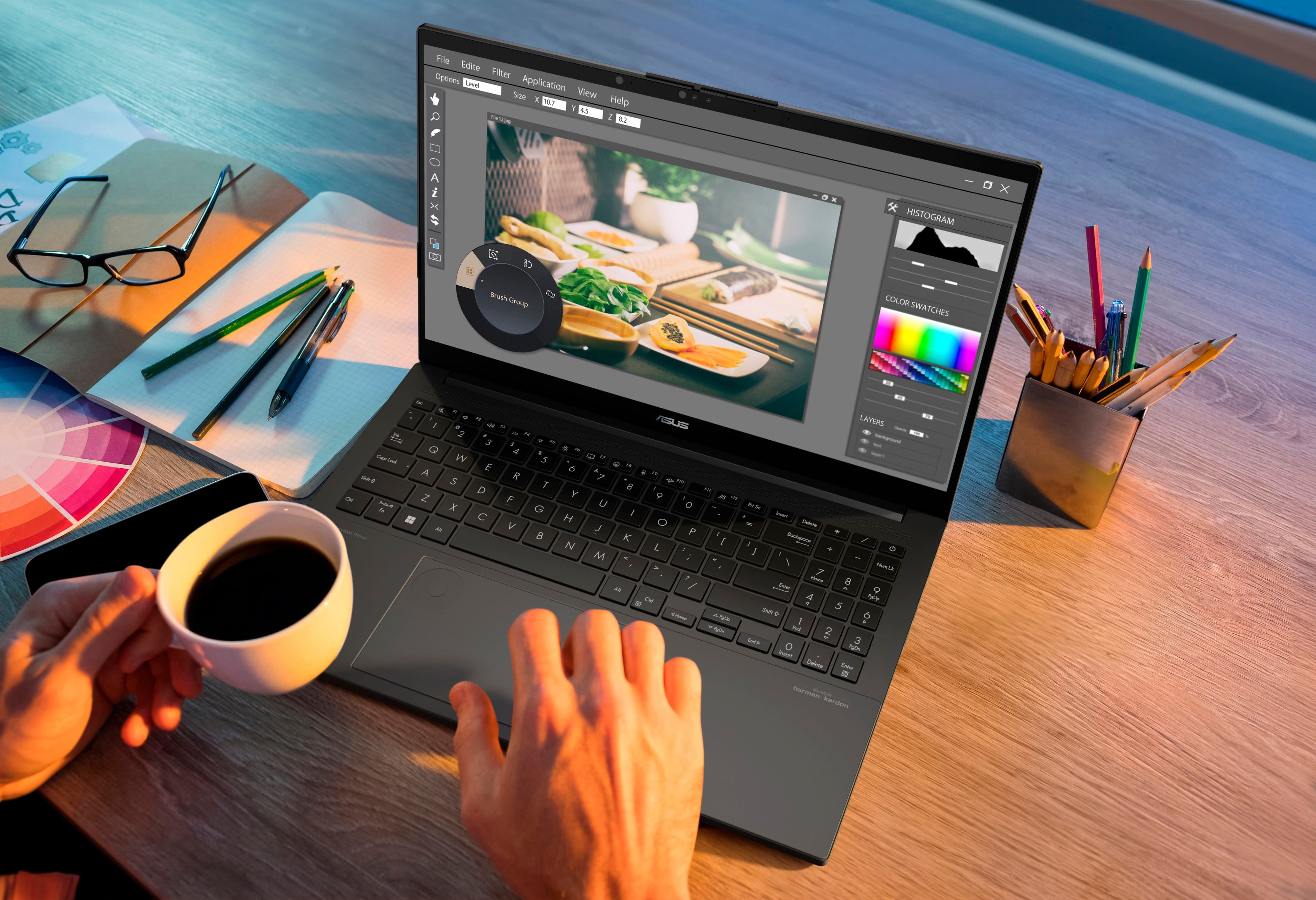 Alt View 22. ASUS - Vivobook Pro 15 OLED Laptop - Intel Core Ultra 7 WITH 16GB Memory - NVIDIA GeForce RTX 3050 - 1TB SSD - Earl Gray.