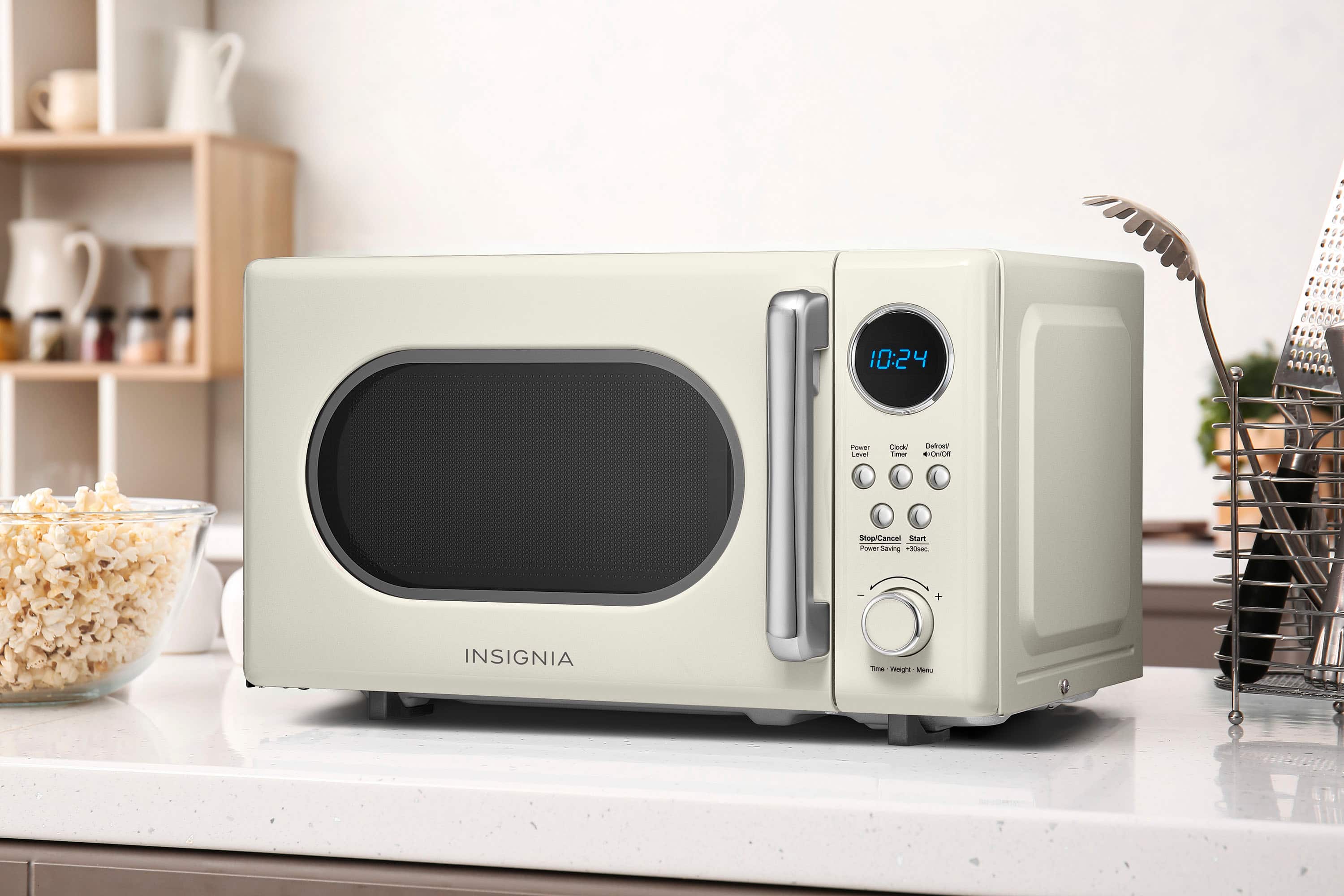 Alt View 19. Insignia™ - .7 Cu. Ft. Retro Compact Microwave - Cream.