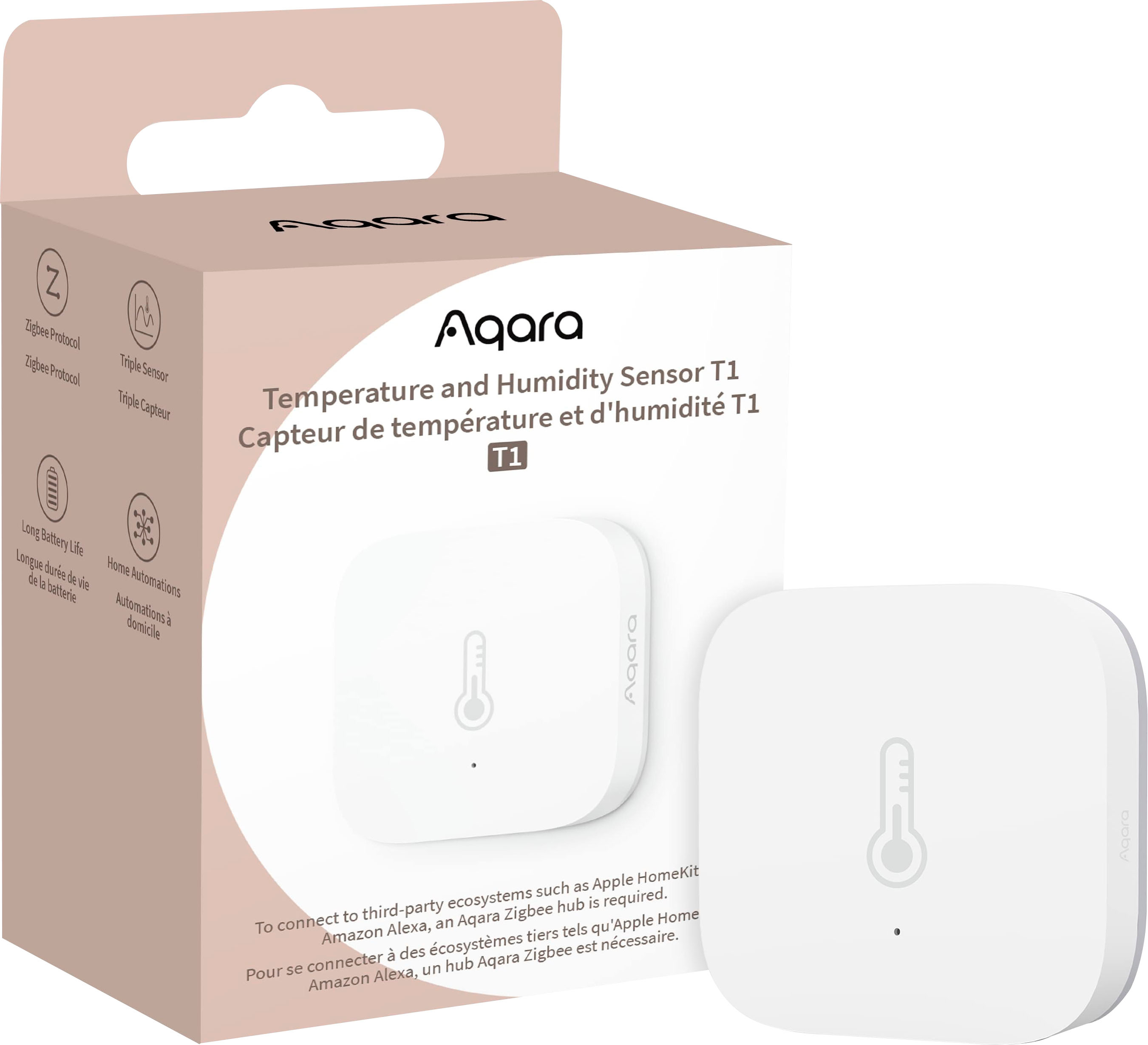 Aqara - Capteur de température et d'humidité Zigbee 3.0 (Aqara Temperature  and Humidity Sensor T1)