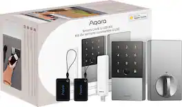 Aqara - Smart Lock U100 Kit - Fingerprint Keyless Door Lock with Apple Home Key Unlocking/ Extra Hub and NFC Card Included - Silver