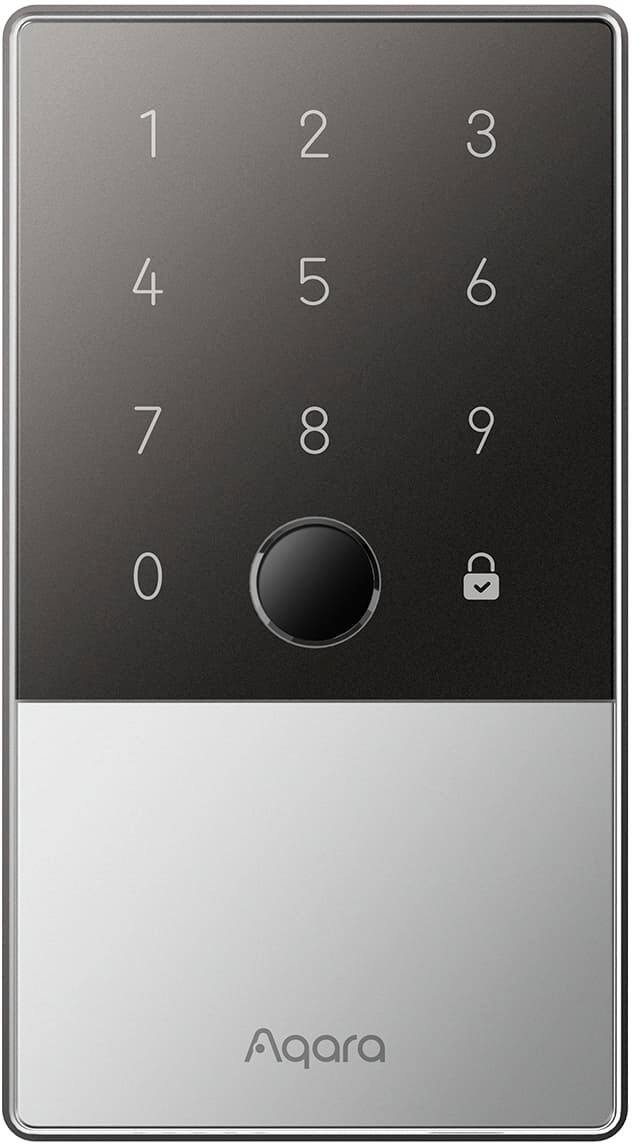 Left. Aqara - Smart Lock U100 Kit - Fingerprint Keyless Door Lock with Apple Home Key Unlocking/ Extra Hub and NFC Card Included - Silver.