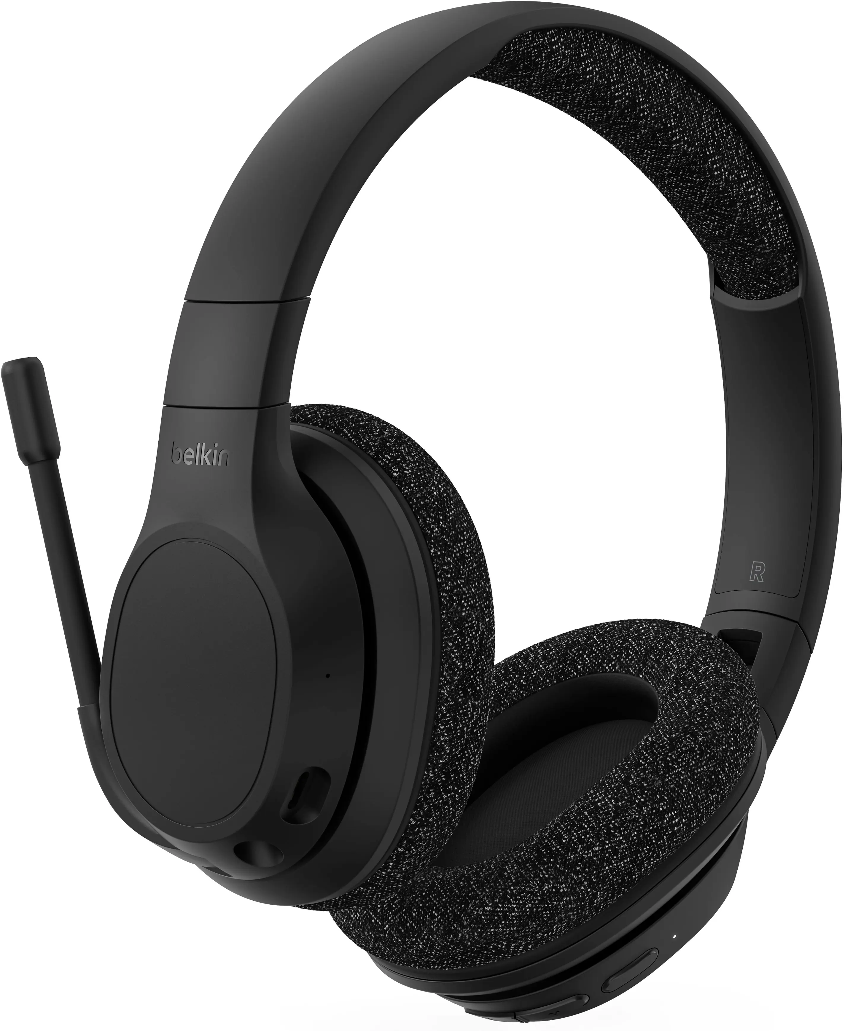 Belkin - SoundForm Adapt Wireless Over-Ear Headset for Work, Play, & Travel with Boom Mic for iPhone, PC, Mac, and More - Black