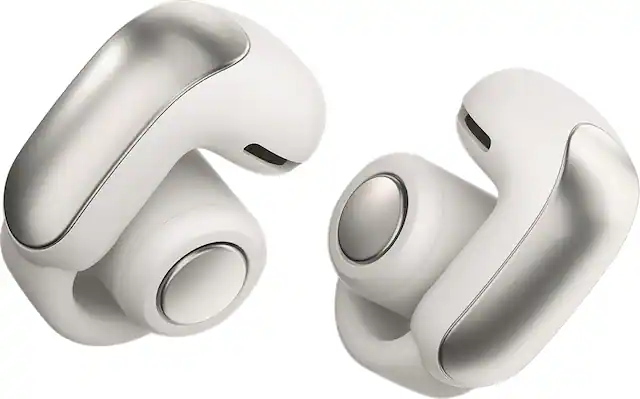 Front. Bose - Ultra Open-Ear True Wireless Open Earbuds - White Smoke.