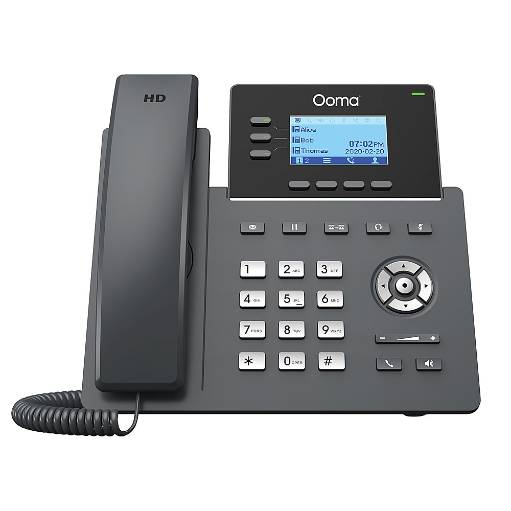 Angle View: Ooma - 2603 3-Line IP Desk Phone Corded with 5-way Voice Conference - Black