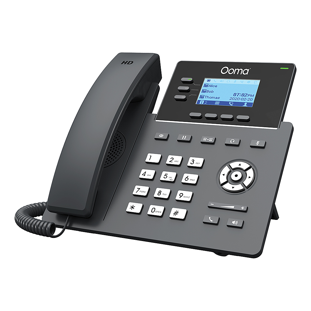 Left View: Ooma - 2603 3-Line IP Desk Phone Corded with 5-way Voice Conference - Black