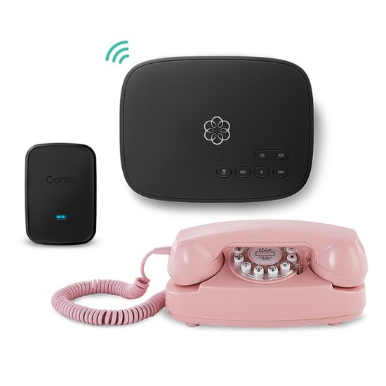 Angle. Ooma - Telo Air 2 Internet Home Phone Service with Retro Princess Phone Bundle - Pink.