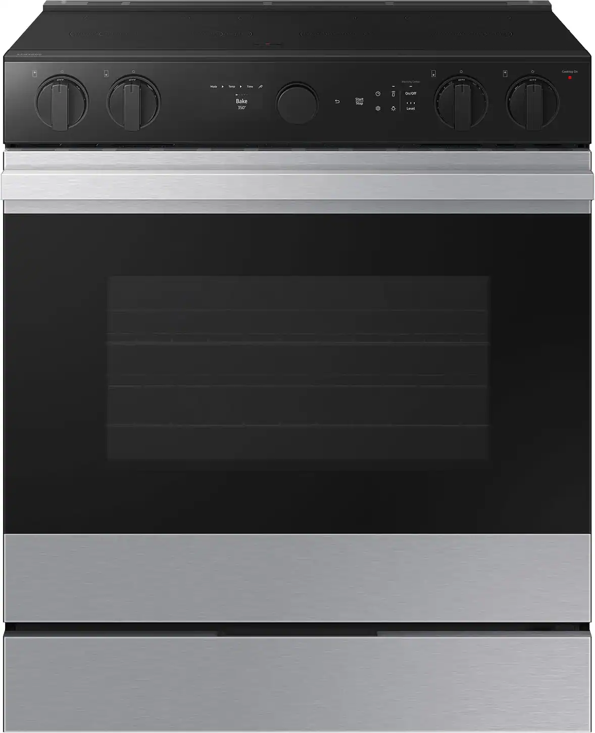 Front. Samsung - Bespoke 6.3 Cu. Ft. Slide-In Electric Range with Air Sous Vide - Stainless Steel.
