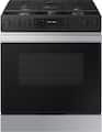 Samsung - 30 in. Wide 5 Burner Bespoke 6.0 Cu. Ft. Slide-In Gas Range with Precision Knobs - Stainless Steel