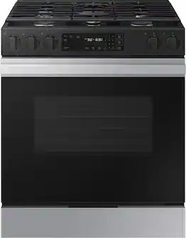 Front. Samsung - Bespoke 6.0 Cu. Ft. Slide-In Gas Range with Precision Knobs - Stainless Steel.