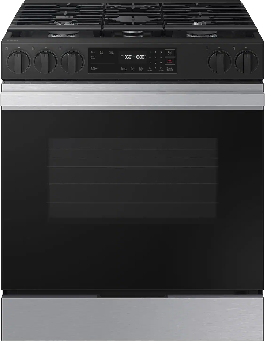 Front. Samsung - Bespoke 6.0 Cu. Ft. Slide-In Gas Range with Precision Knobs - Stainless Steel.