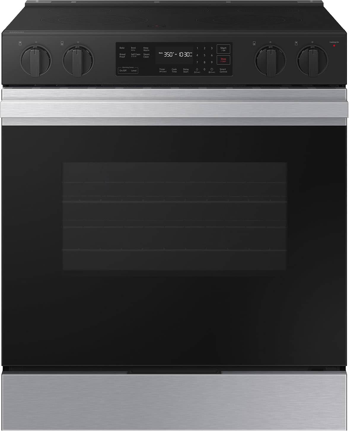 Front. Samsung - Bespoke 6.3 Cu. Ft. Slide-In Electric Range with Precision Knobs - Stainless Steel.