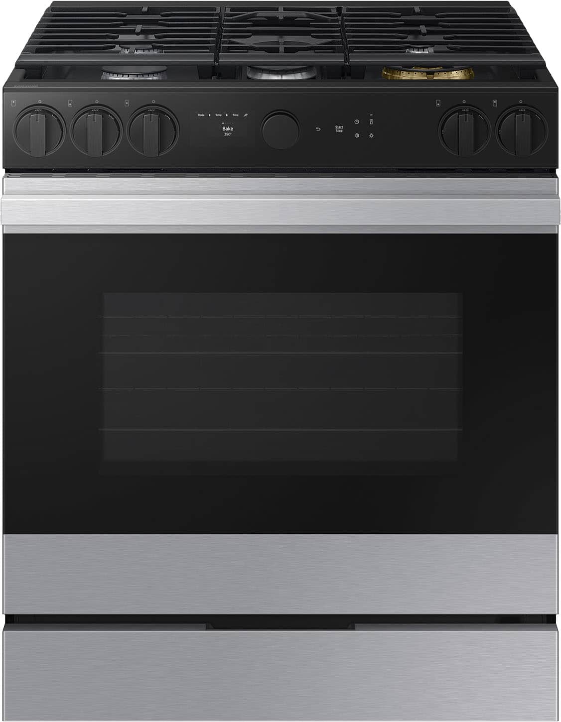 Front. Samsung - Bespoke 6.0 Cu. Ft. Slide-In Gas Range with Air Sous Vide - Stainless Steel.