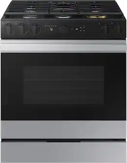 Front. Samsung - Bespoke 6.0 Cu. Ft. Slide-In Gas Range with Air Sous Vide - Stainless Steel.