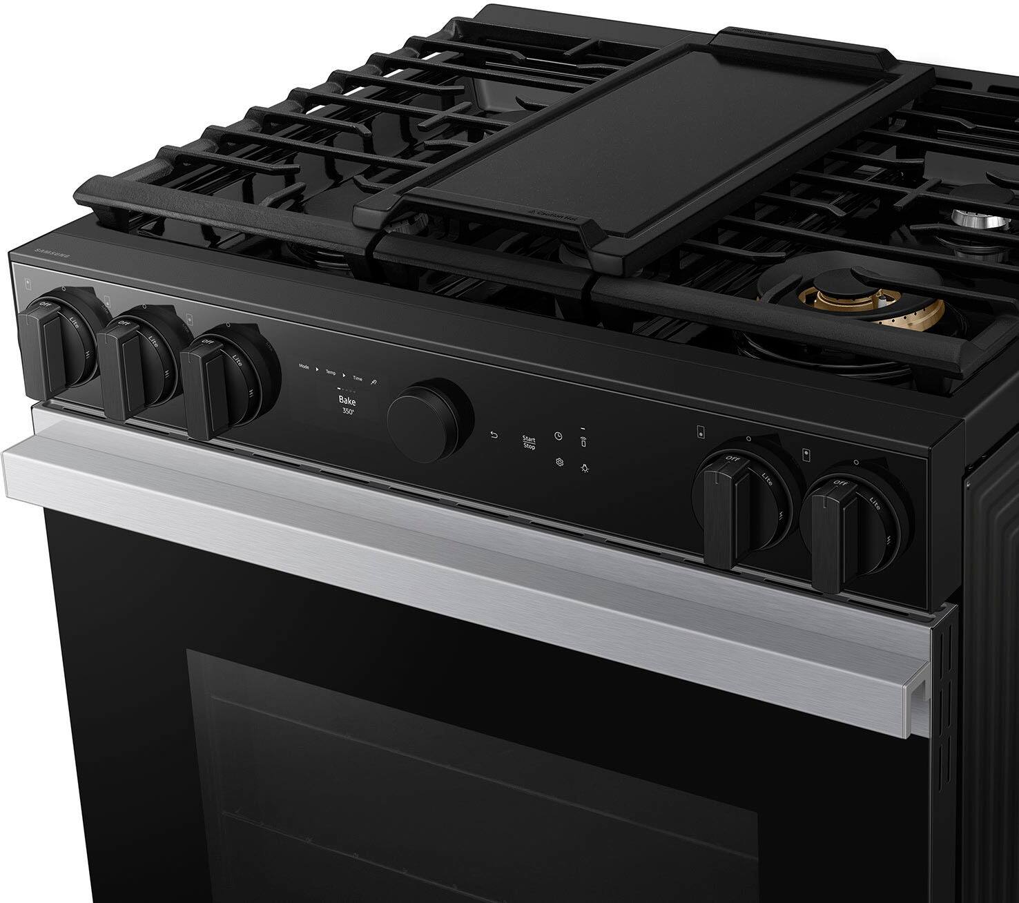 Alt View 17. Samsung - Bespoke 6.0 Cu. Ft. Slide-In Gas Range with Air Sous Vide - Stainless Steel.