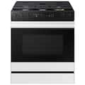 Samsung - 30 in. Wide 5 Burner Bespoke 6.0 Cu. Ft. Slide-In Gas Range with Air Sous Vide - White Glass