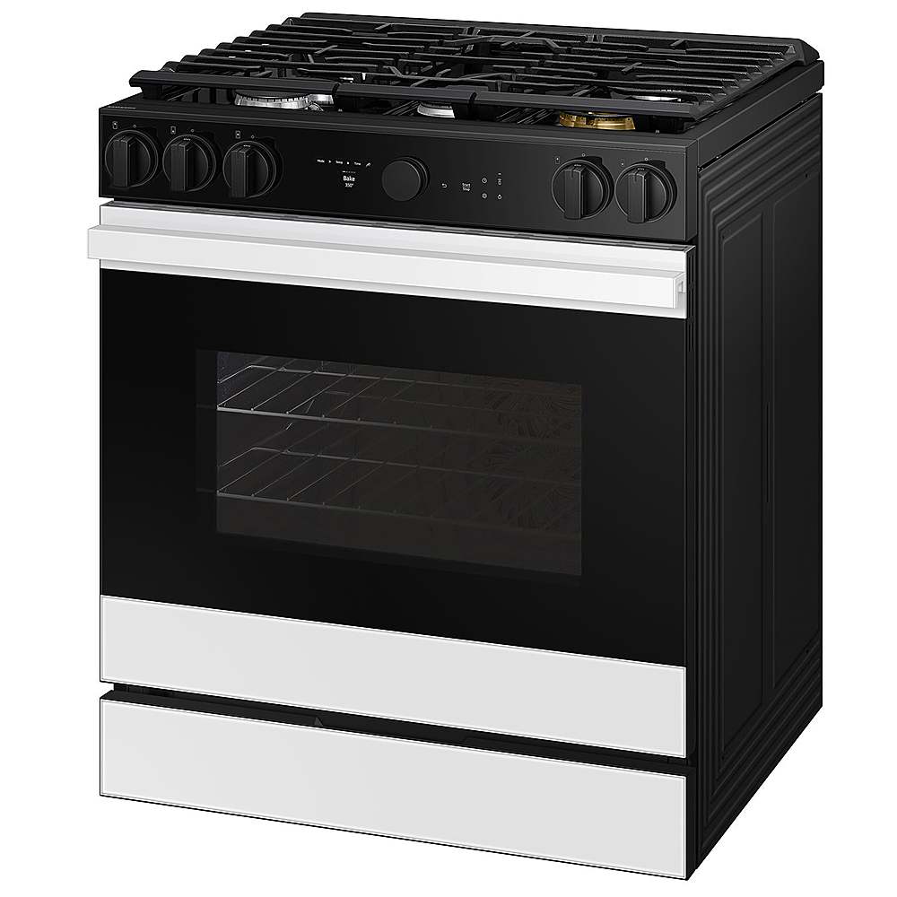 Alt View 13. Samsung - Bespoke 6.0 Cu. Ft. Slide-In Gas Range with Air Sous Vide - White Glass.