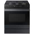 Samsung - 30 in. Wide 5 Burner Bespoke 6.0 Cu. Ft. Slide-In Gas Range with Air Sous Vide - Matte Black Steel