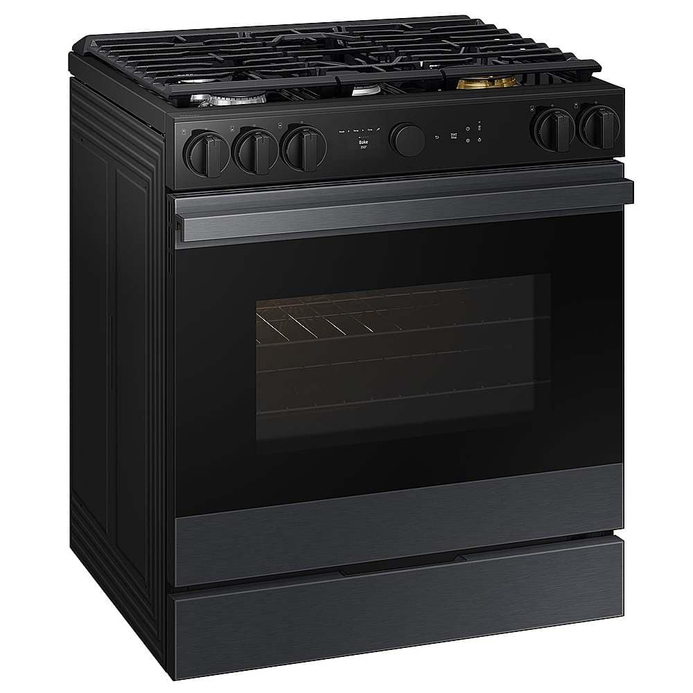 Alt View 12. Samsung - Bespoke 6.0 Cu. Ft. Slide-In Gas Range with Air Sous Vide - Matte Black Steel.