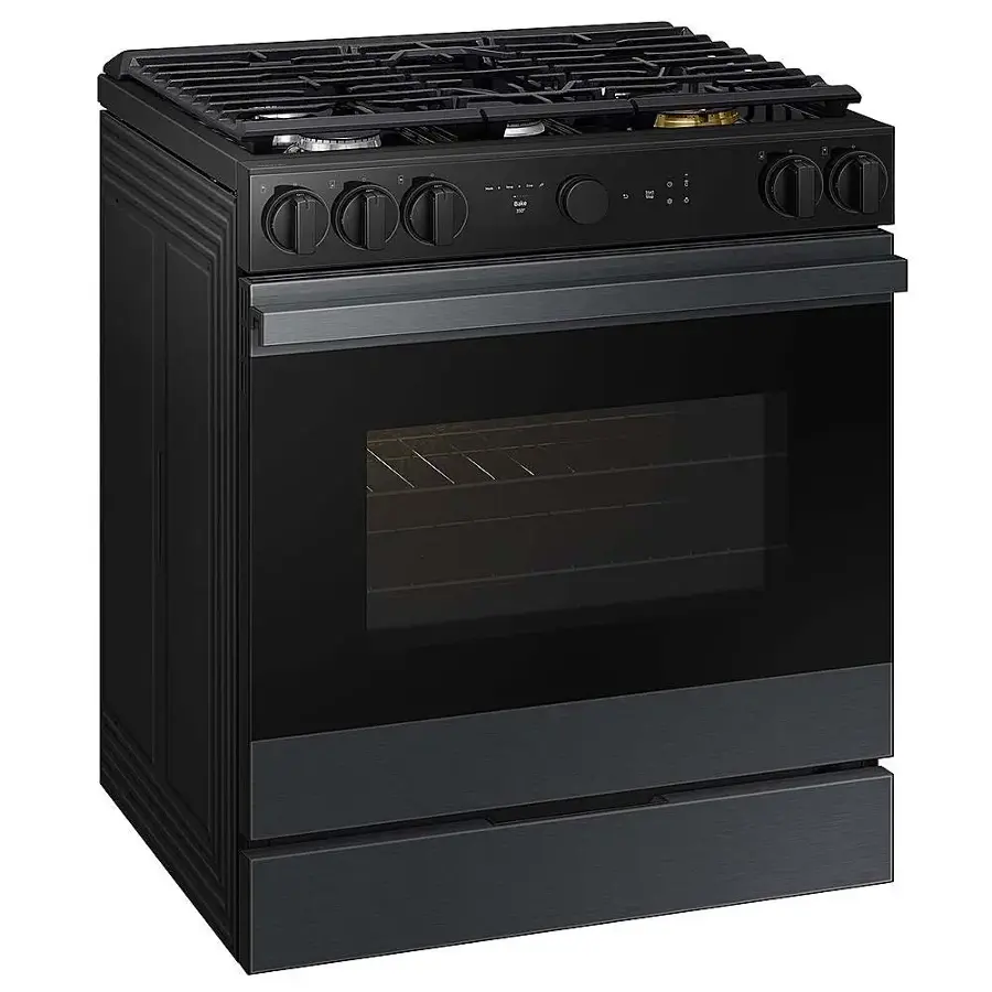 Alt View 12. Samsung - Bespoke 6.0 Cu. Ft. Slide-In Gas Range with Air Sous Vide - Matte Black Steel.