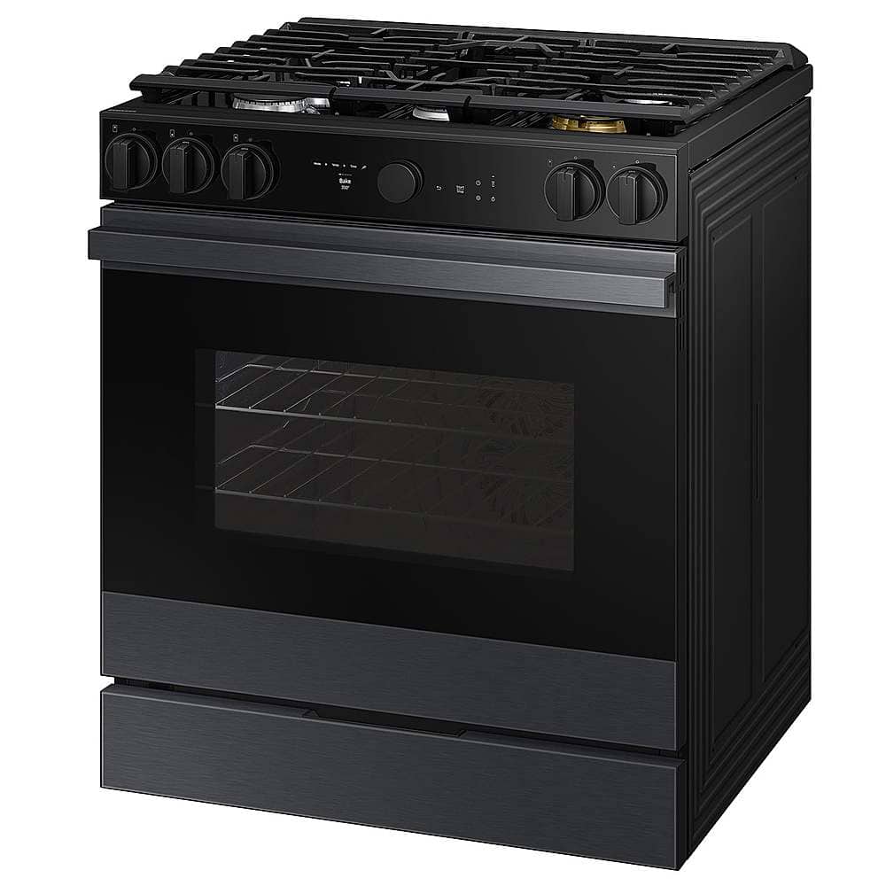 Alt View 13. Samsung - Bespoke 6.0 Cu. Ft. Slide-In Gas Range with Air Sous Vide - Matte Black Steel.