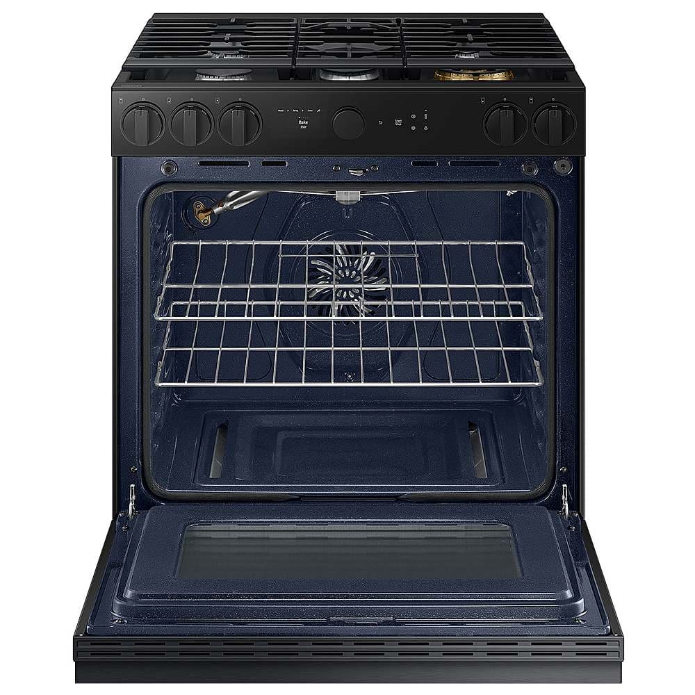 Alt View 14. Samsung - Bespoke 6.0 Cu. Ft. Slide-In Gas Range with Air Sous Vide - Matte Black Steel.