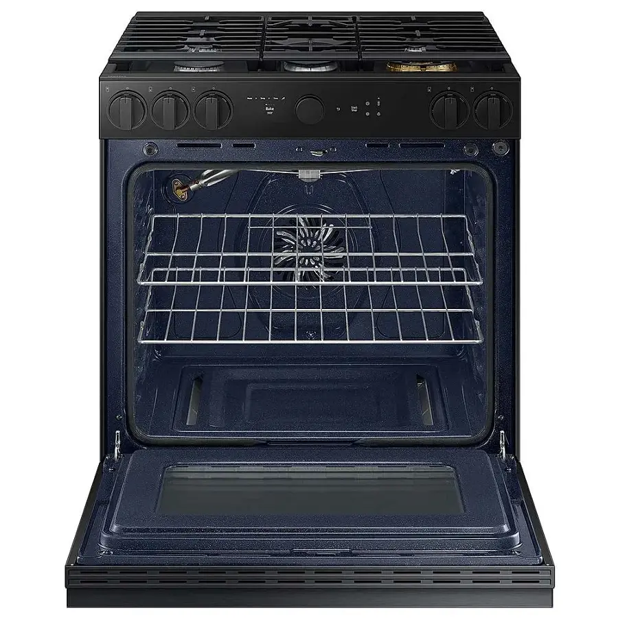 Alt View 14. Samsung - Bespoke 6.0 Cu. Ft. Slide-In Gas Range with Air Sous Vide - Matte Black Steel.