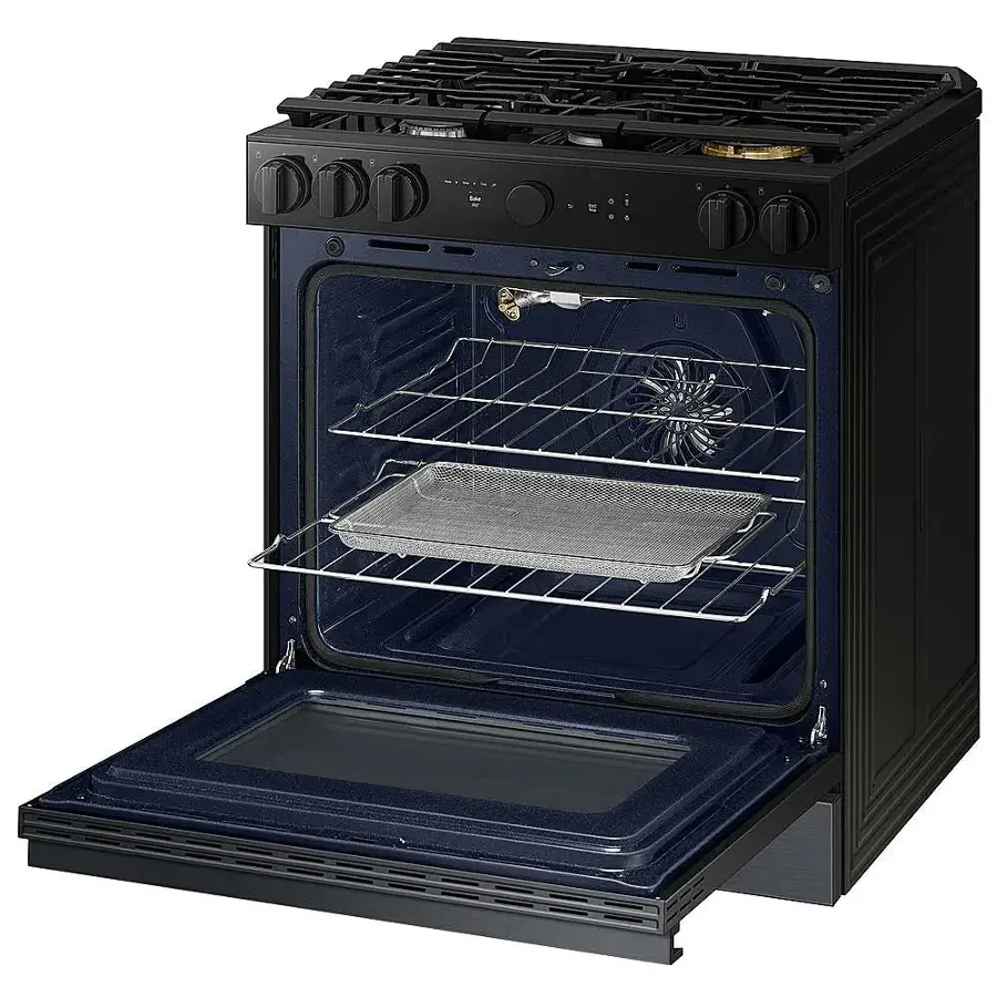 Alt View 15. Samsung - Bespoke 6.0 Cu. Ft. Slide-In Gas Range with Air Sous Vide - Matte Black Steel.