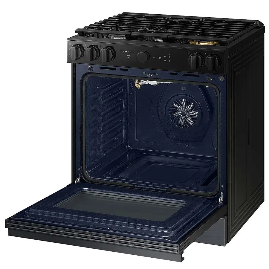 Alt View 16. Samsung - Bespoke 6.0 Cu. Ft. Slide-In Gas Range with Air Sous Vide - Matte Black Steel.