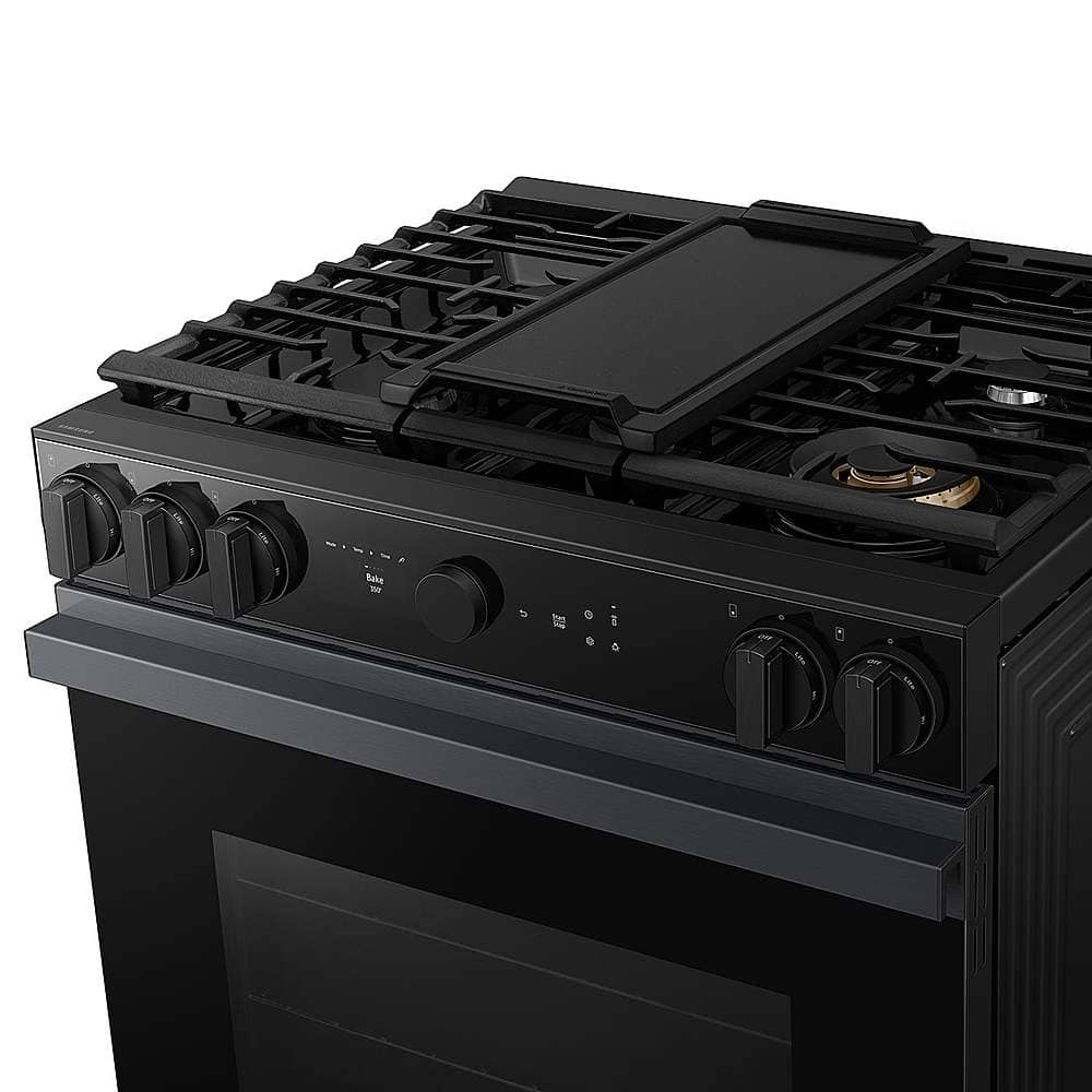 Alt View 17. Samsung - Bespoke 6.0 Cu. Ft. Slide-In Gas Range with Air Sous Vide - Matte Black Steel.
