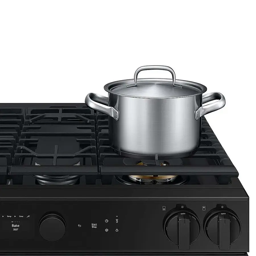 Alt View 19. Samsung - Bespoke 6.0 Cu. Ft. Slide-In Gas Range with Air Sous Vide - Matte Black Steel.