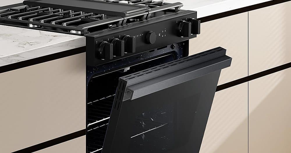 Alt View 26. Samsung - Bespoke 6.0 Cu. Ft. Slide-In Gas Range with Air Sous Vide - Matte Black Steel.
