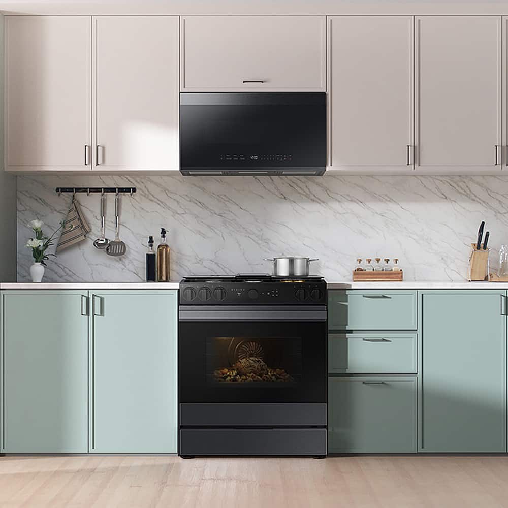 Alt View 11. Samsung - Bespoke 6.0 Cu. Ft. Slide-In Gas Range with Air Sous Vide - Matte Black Steel.