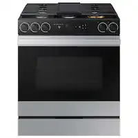 Samsung - Bespoke 6.0 Cu. Ft. Slide-In Gas Range with Smart Oven Camera - Stainless Steel - Front_Zoom