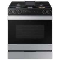 Samsung - Bespoke 6.0 Cu. Ft. Slide-In Gas Range with Smart Oven Camera - Stainless Steel - Front_Zoom