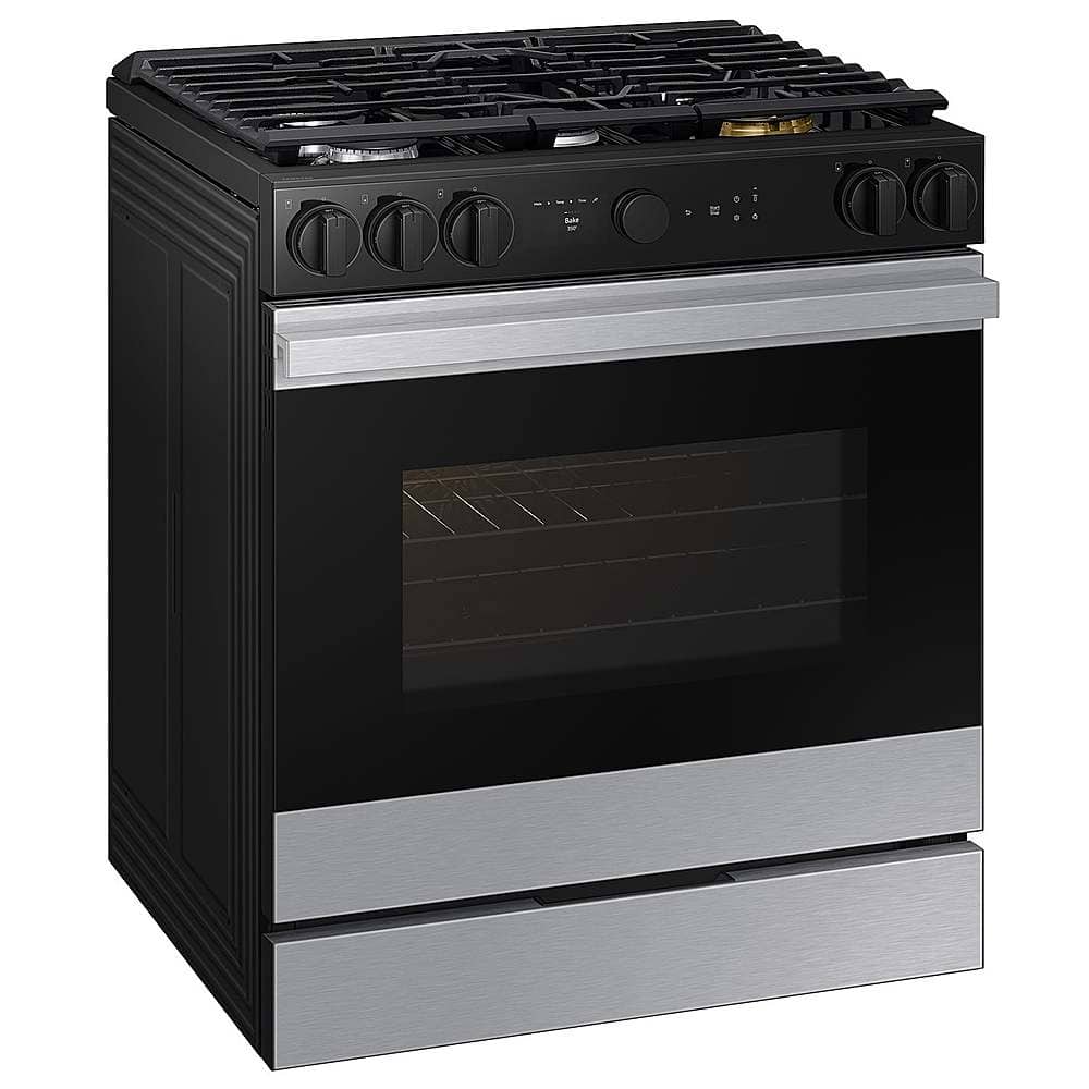 Alt View 15. Samsung - Bespoke 6.0 Cu. Ft. Slide-In Gas Range with Smart Oven Camera - Stainless Steel.
