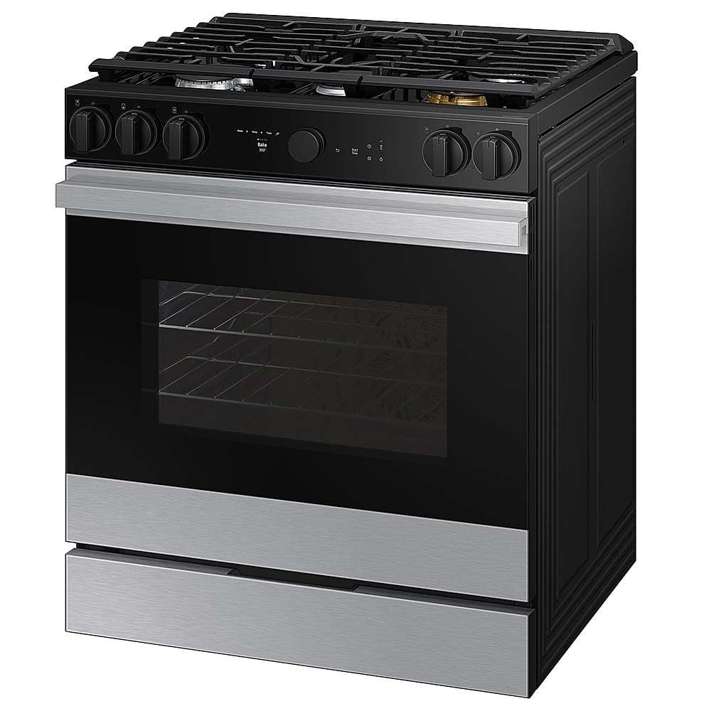 Alt View 16. Samsung - Bespoke 6.0 Cu. Ft. Slide-In Gas Range with Smart Oven Camera - Stainless Steel.