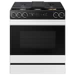 Samsung - Bespoke 6.0 Cu. Ft. Slide-In Gas Range with Smart Oven Camera - White Glass