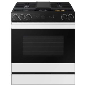 Samsung - Bespoke 6.0 Cu. Ft. Slide-In Gas Range with Smart Oven Camera - White Glass