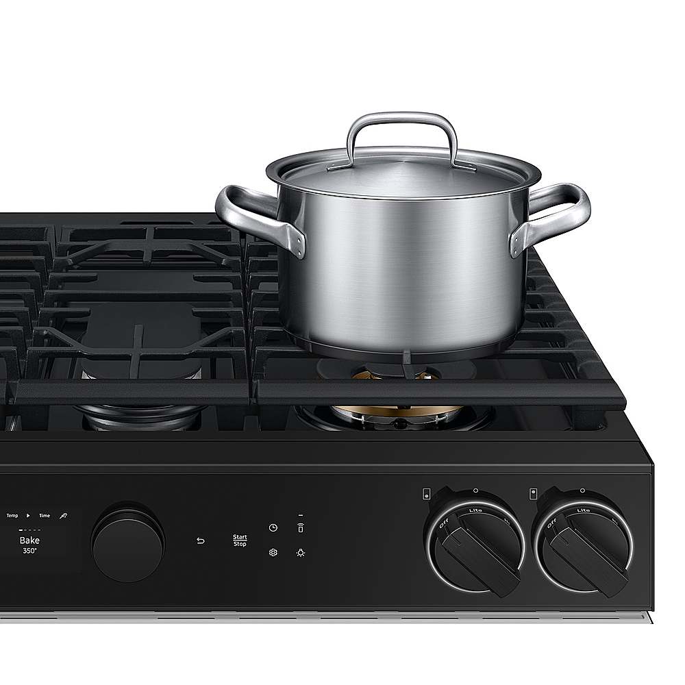 Alt View 24. Samsung - Bespoke 6.0 Cu. Ft. Slide-In Gas Range with Smart Oven Camera - White Glass.