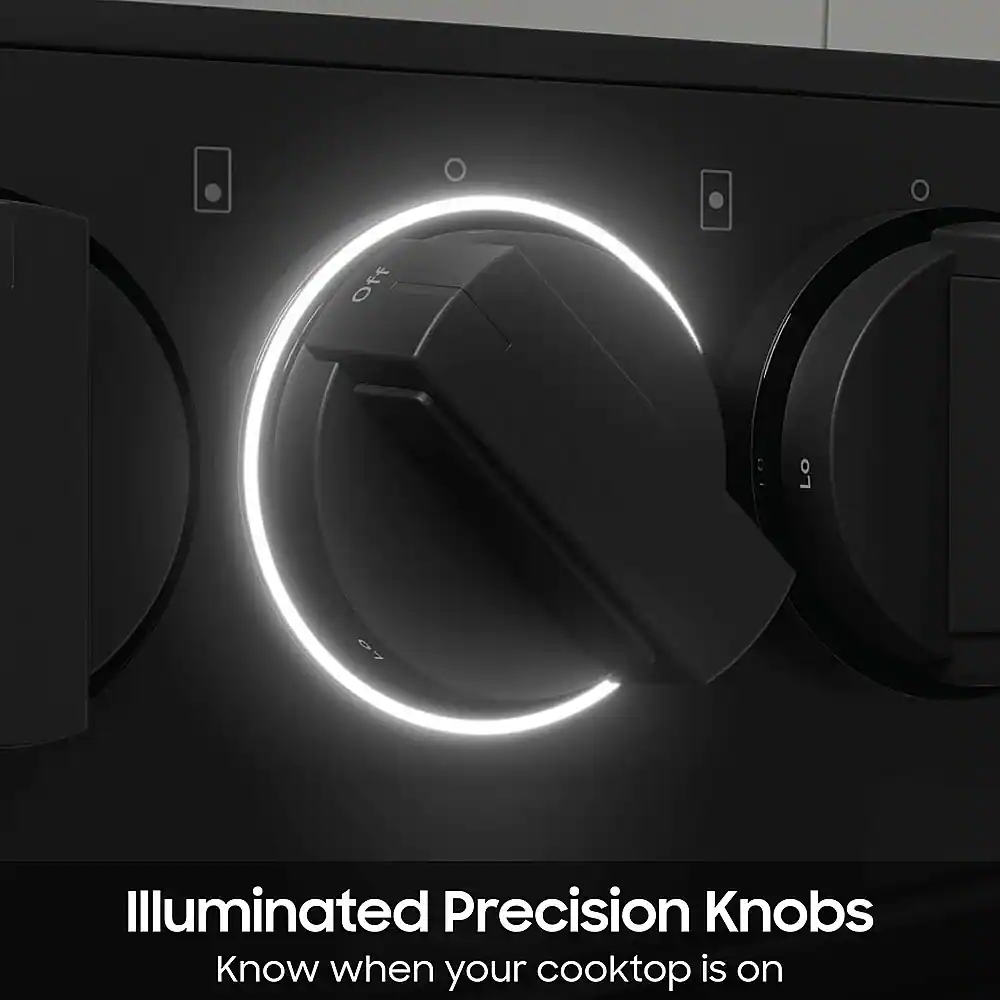 Illuminated Precision Knobs Know when your cooktop is on