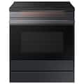 Samsung - 30 in. Wide 4 Burner Bespoke 6.3 Cu. Ft. Slide-In Electric Induction Range with Ambient Edge Lighting - Matte Black Steel